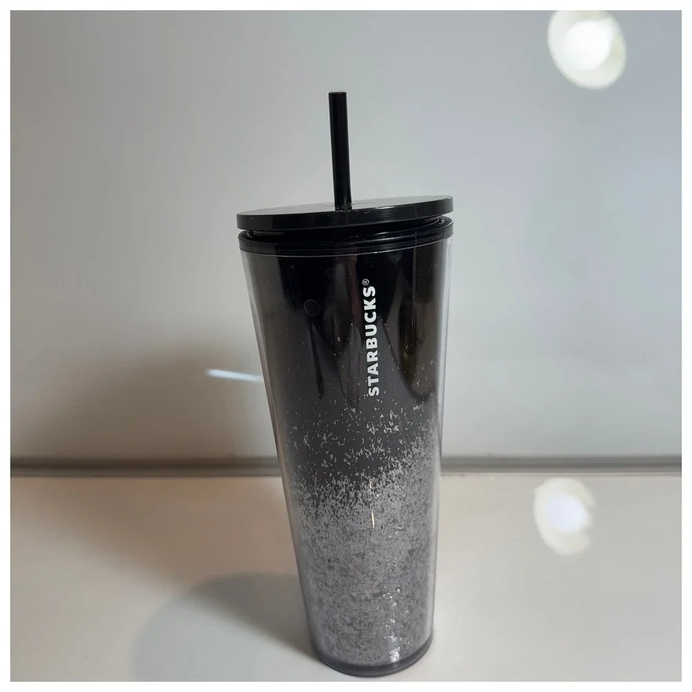 Starbucks Black Gradient Glitter Cold Cup Tumbler with Straw 24‎ oz 2019